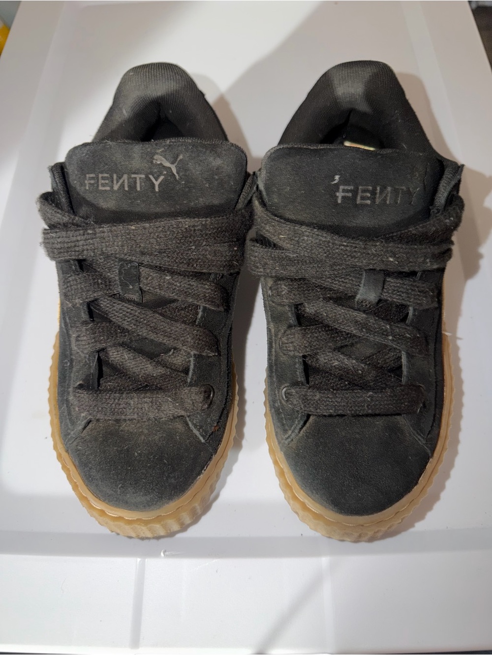 Fenty Beauty Black Suede Sneakers with Gum Outsole